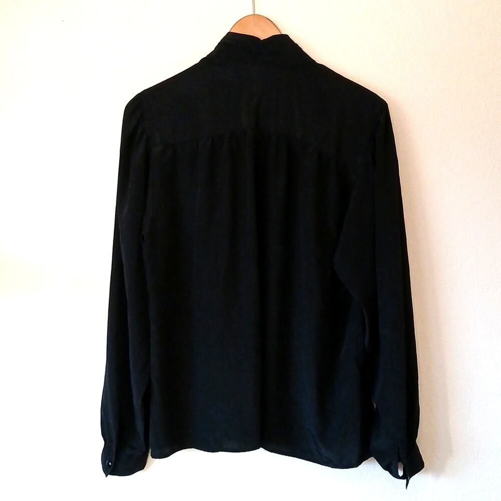 Vintage Counterparts Black High Neck Blouse Full Button Down - Picture 2 of 5
